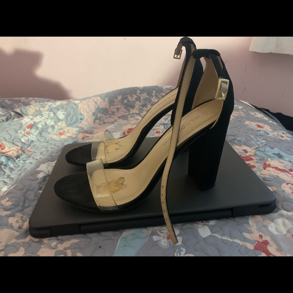Black & clear strap heel